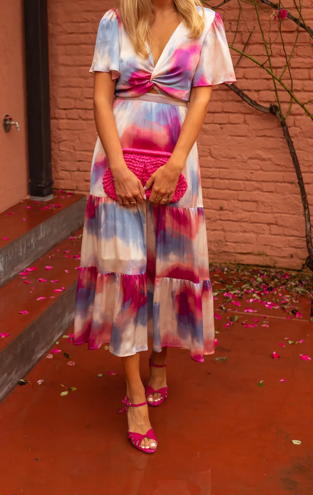 Patterned Short Sleeve Maxi Dress
