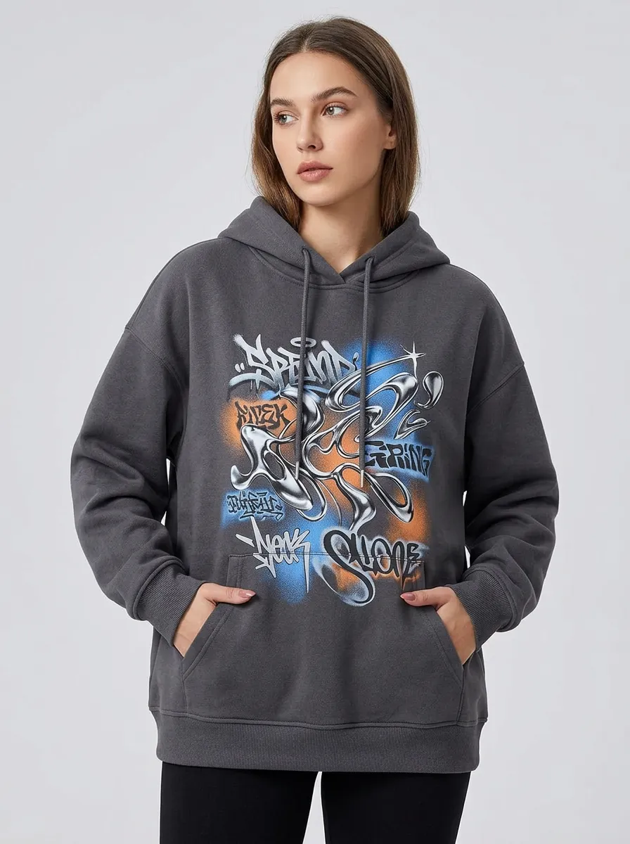 Unisex Liquid Metal Graffiti Hoodie