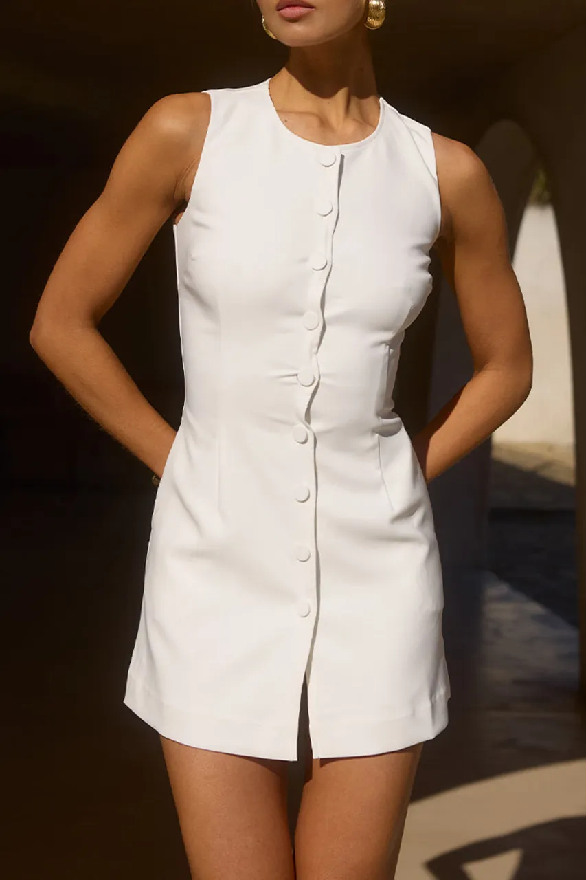 Button Front Sleeveless Mini Dress