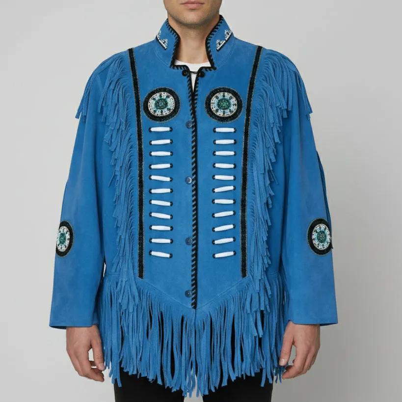 Suede Western Fringe Stand Collar Jacket