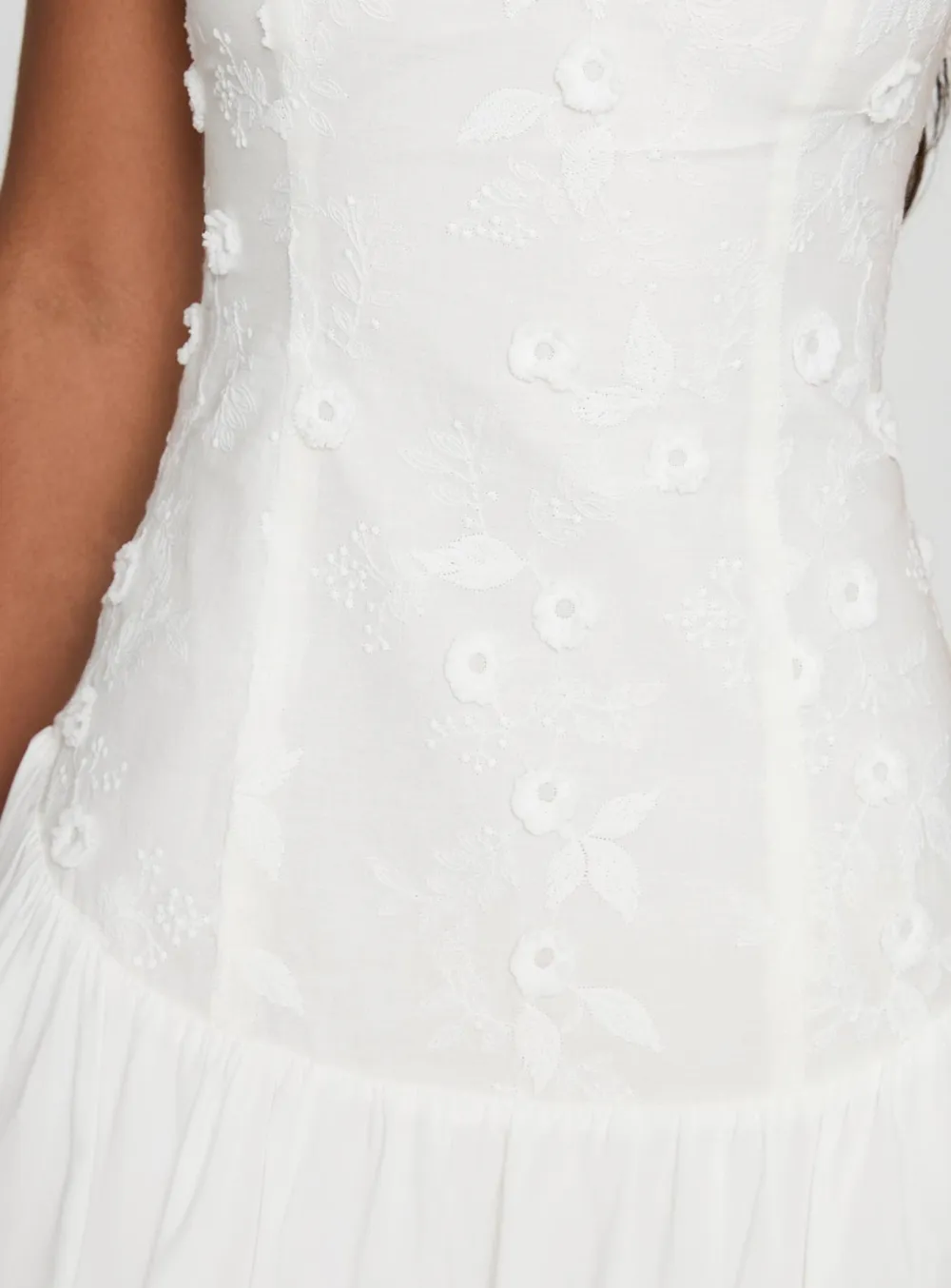 White Strapless Floral Mini Dress