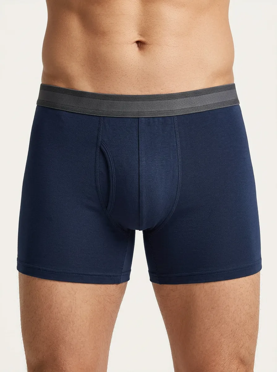 Men's Mixed Color Elastic Waistband Textured Finish 3-Pack Boxer Briefs