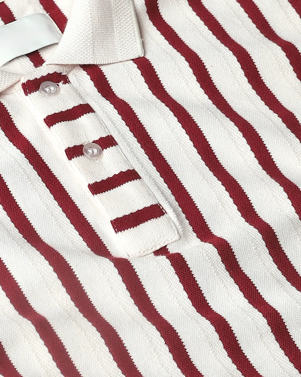 Maroon Striped Textured  Polo Shirt