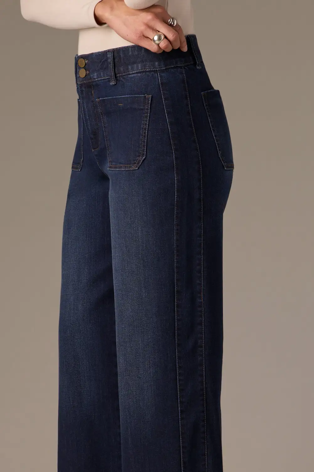 High Rise  Wide Leg Petite Jeans Side