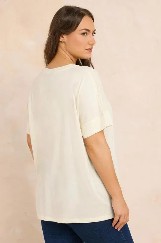 Ivory White V-Neck Modal Rich T-Shirt