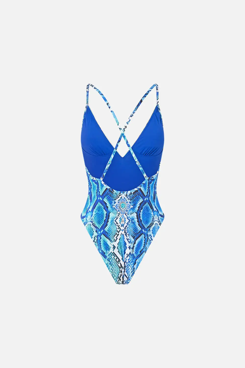 Padded V-Neck Cross Back One-Piece Swimsuit