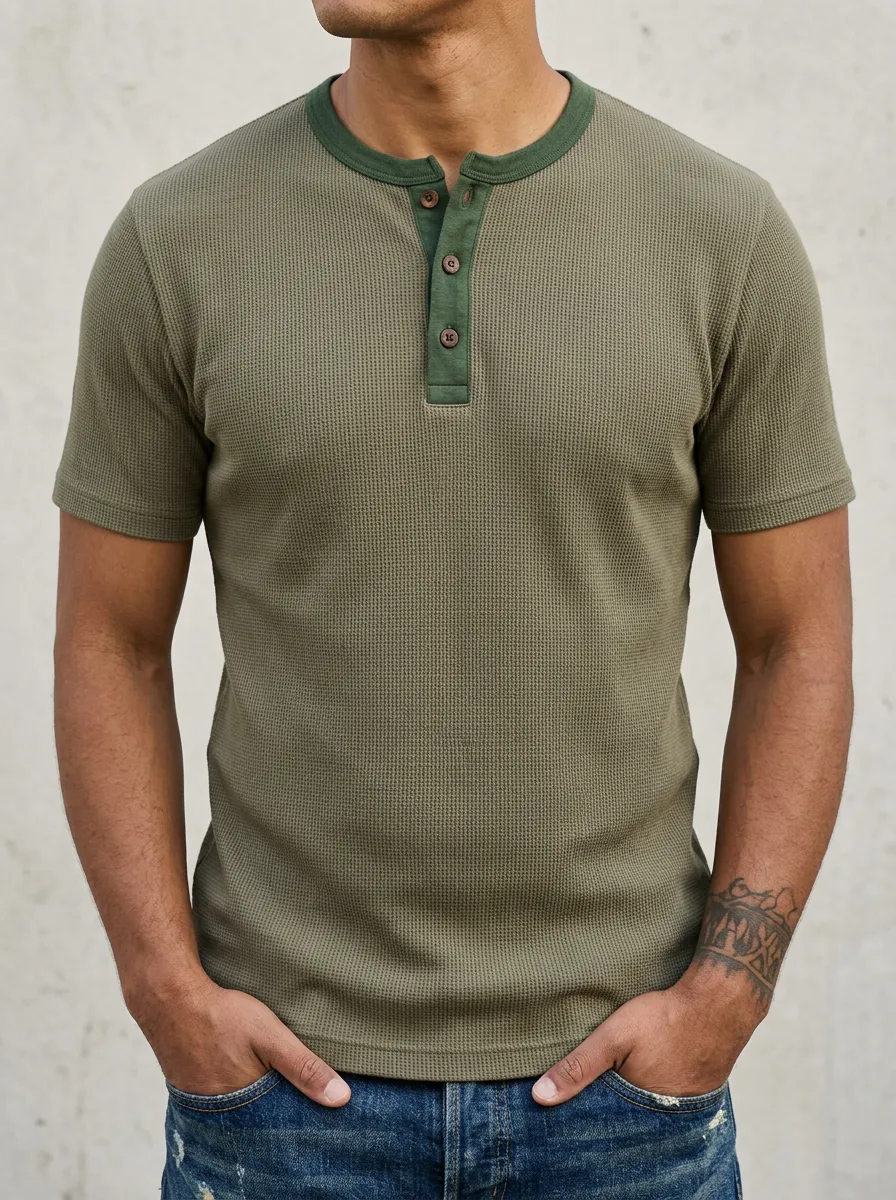 Refined Casual Men's Short-Sleeve Henley Shirt