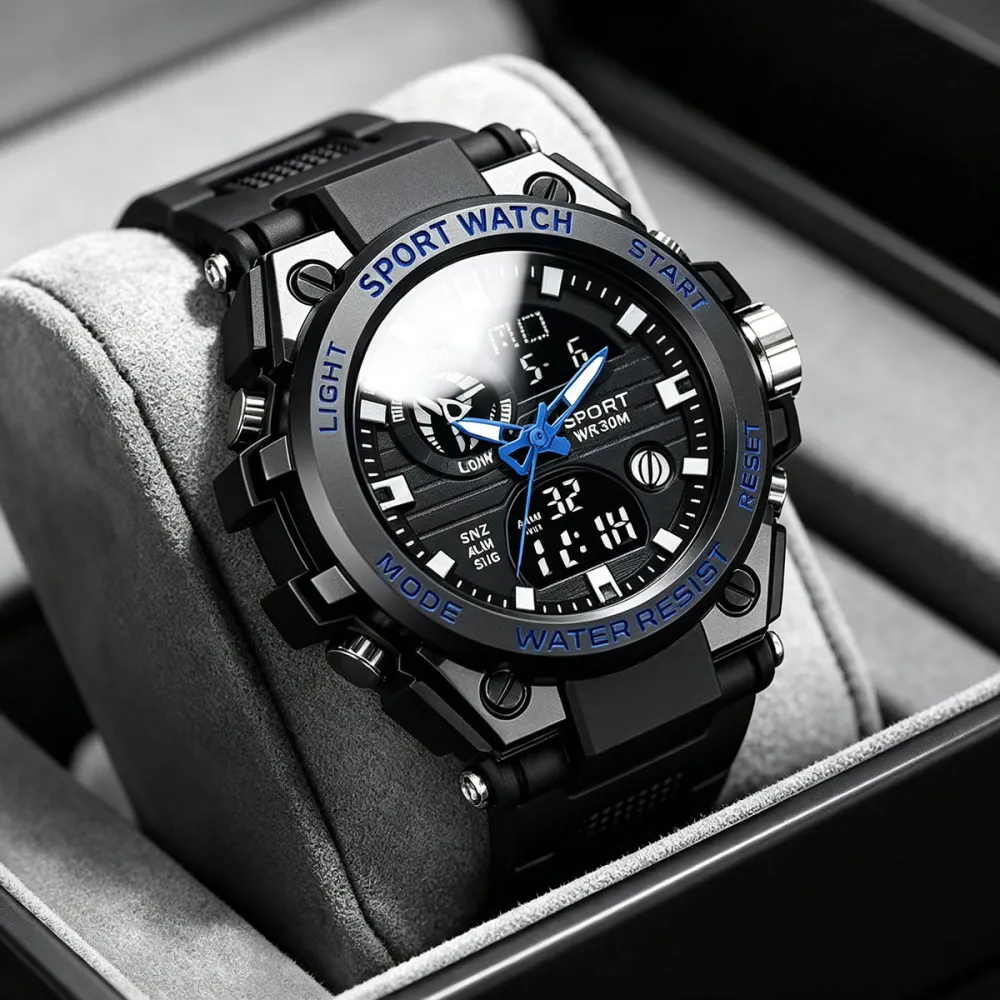 Waterproof Large‑Dial Electronic Sports Watch for Outdoor Use
