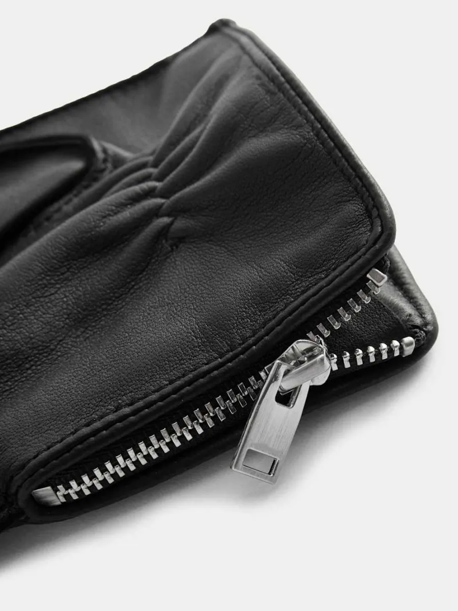 Zipper Leather Gloves