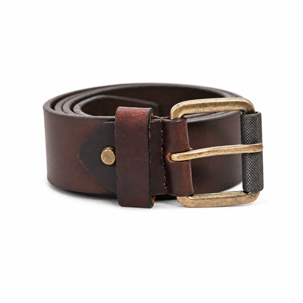 Distressed Antique Buckle Leather Belt