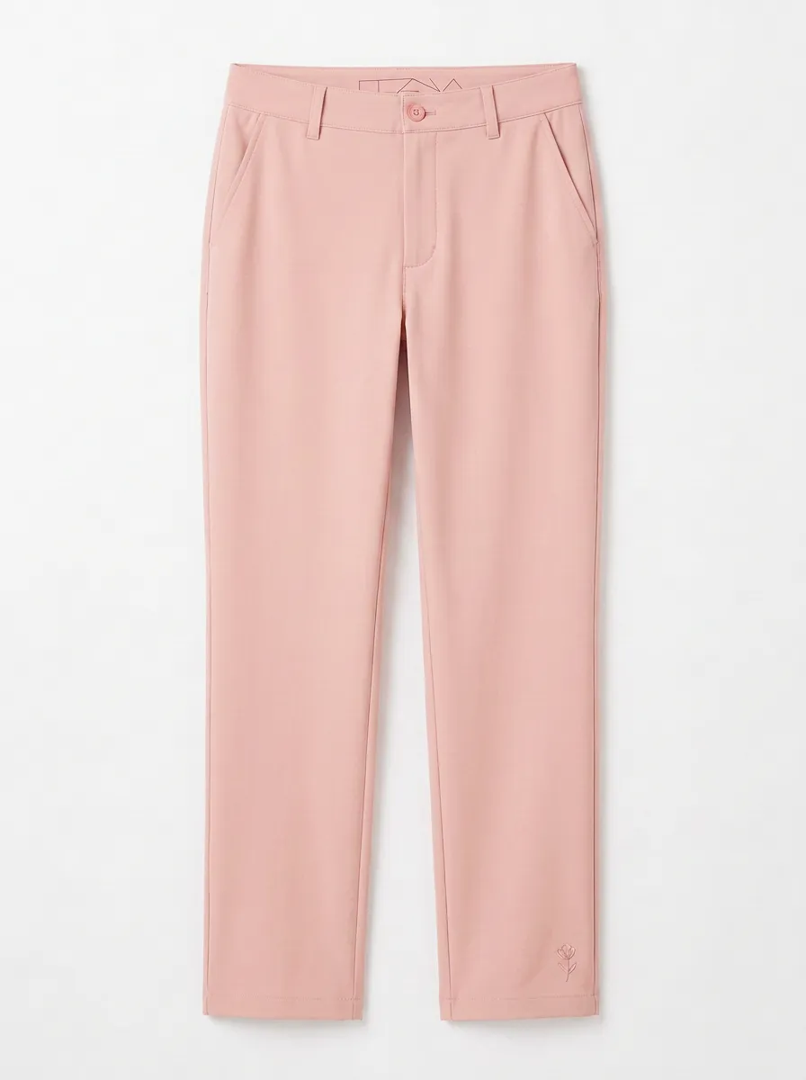 Women's Timeless Comfort Floral Embroidered Mid Rise Straight Leg Pants