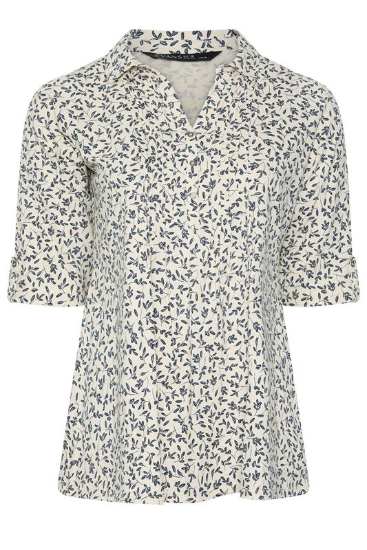 Cream Print Cotton Henley Top detail 3