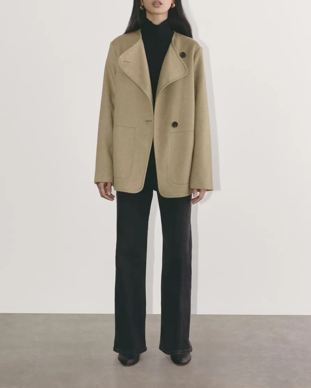 Short Wool Coat With Lapel