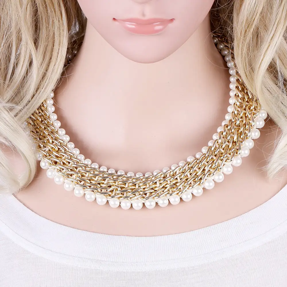 Pearl Aluminum Chain Necklace