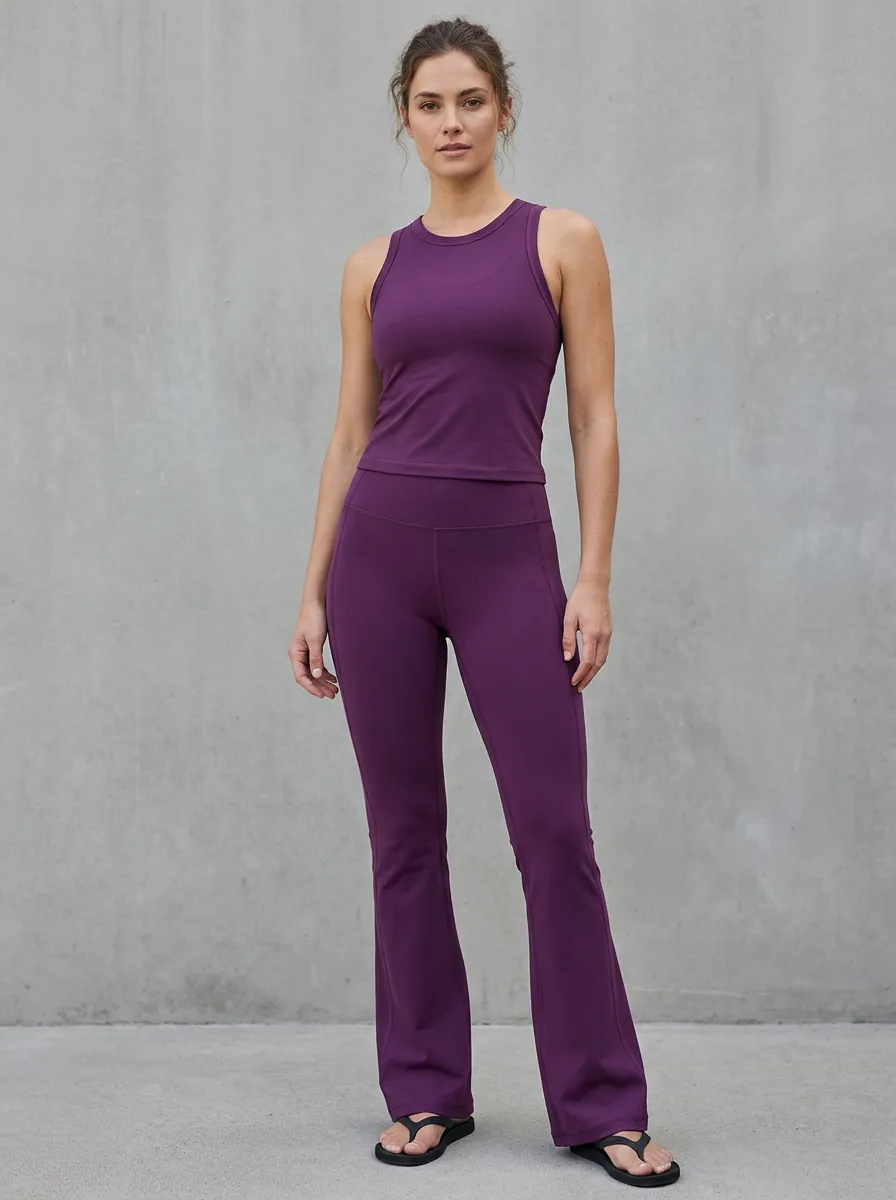 Women's Yoga Inspired Fitness Inspired Tank Top and Flare Pants Active Set