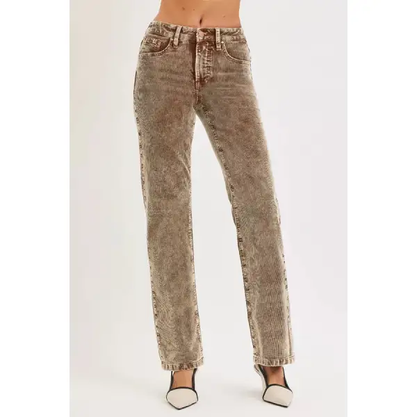 Classic Risen Tummy Control Mid Rise Straight Leg Corduroy Pants
