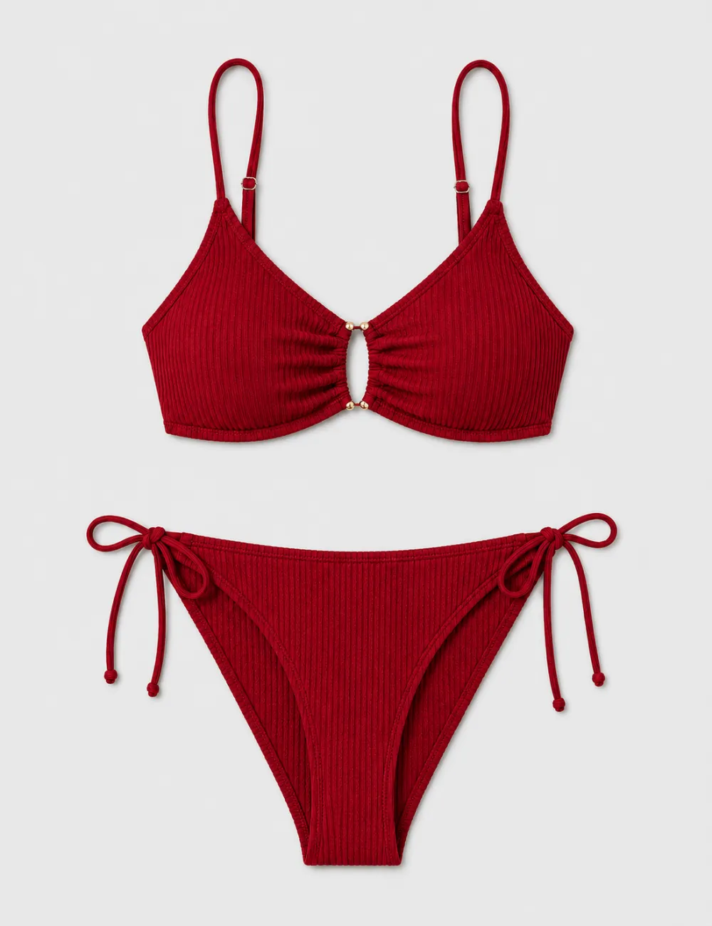Tone Metal Accents Triangle Bikini Set