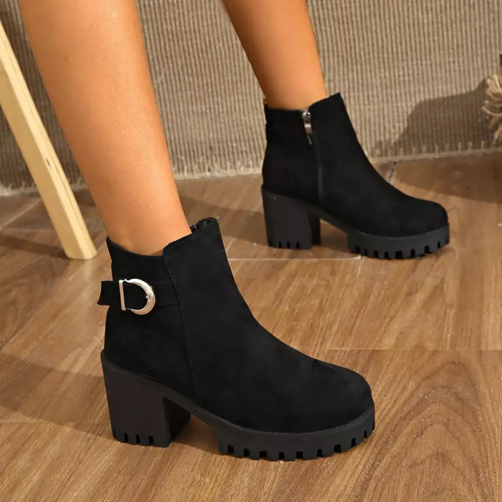 Essential Round Toe Block Heel Boots