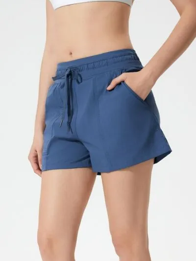 Drawstring Active Shorts With Pockets