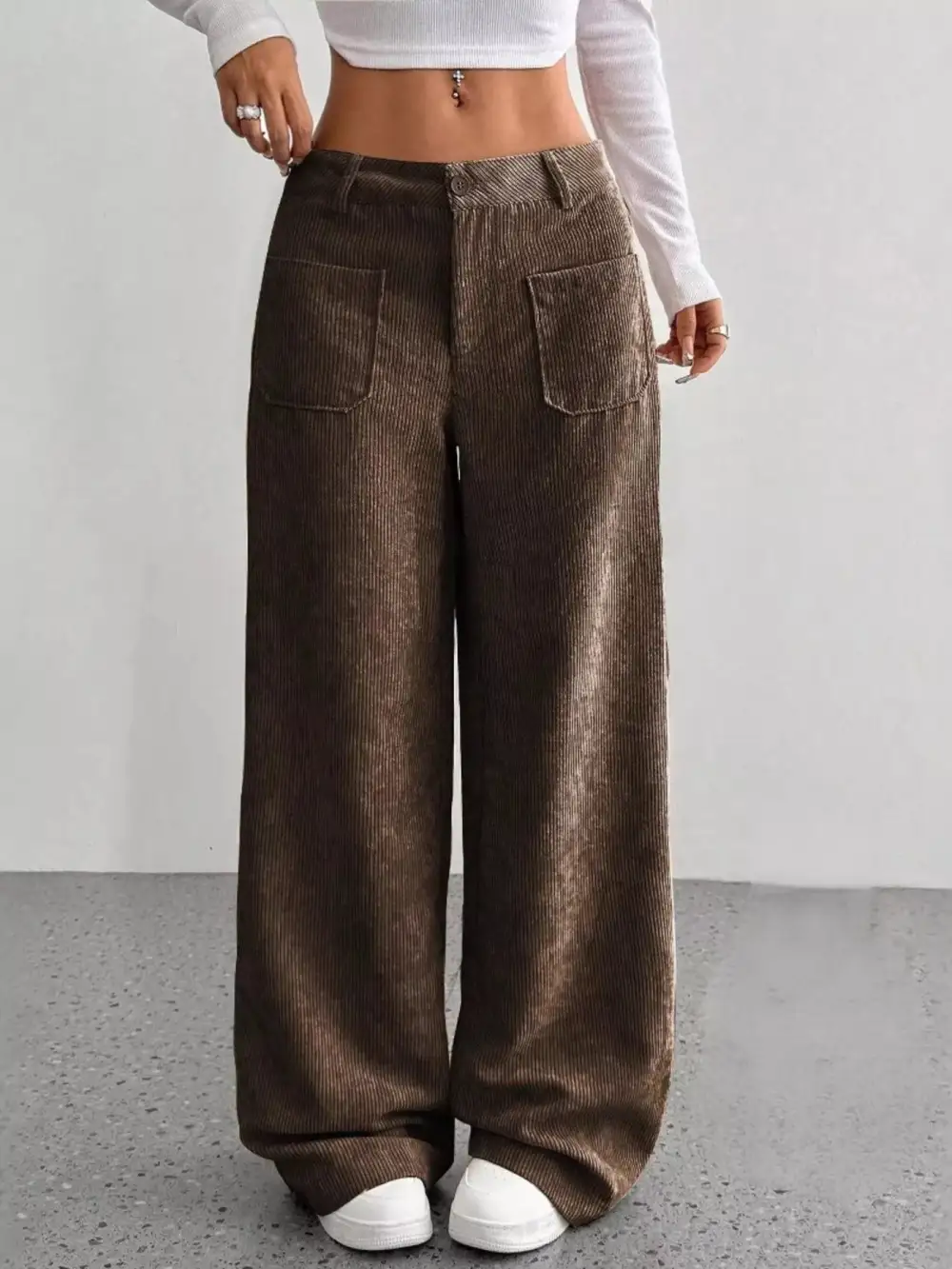 Wide Leg Corduroy Relaxed Fit Pants