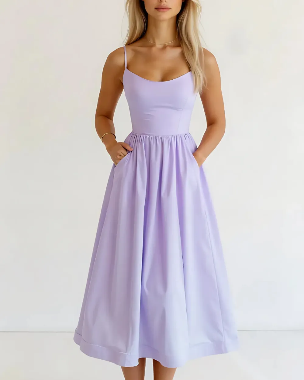 A Line Midi Dress Flared Skirt