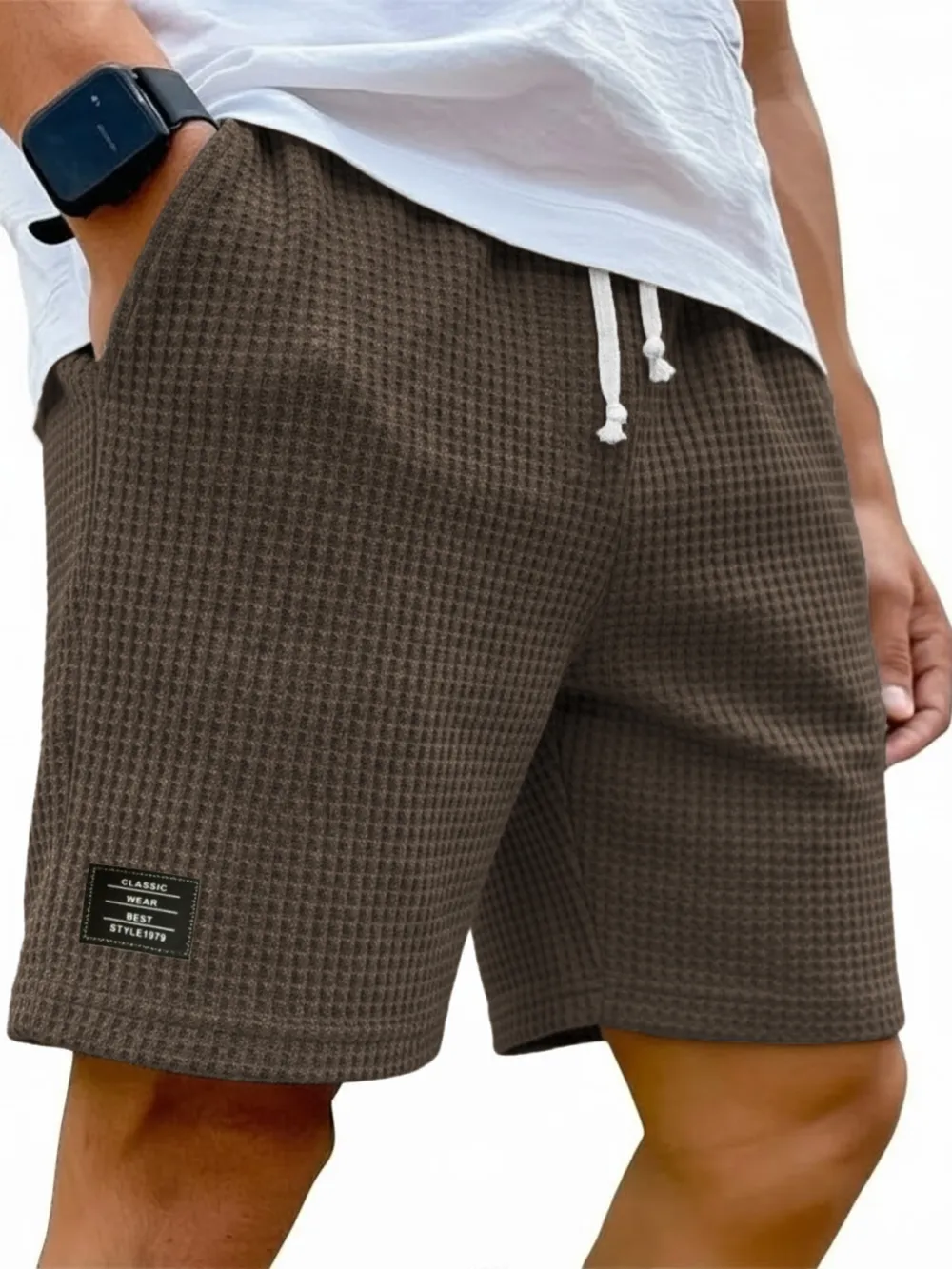Textured Knit Drawstring Shorts