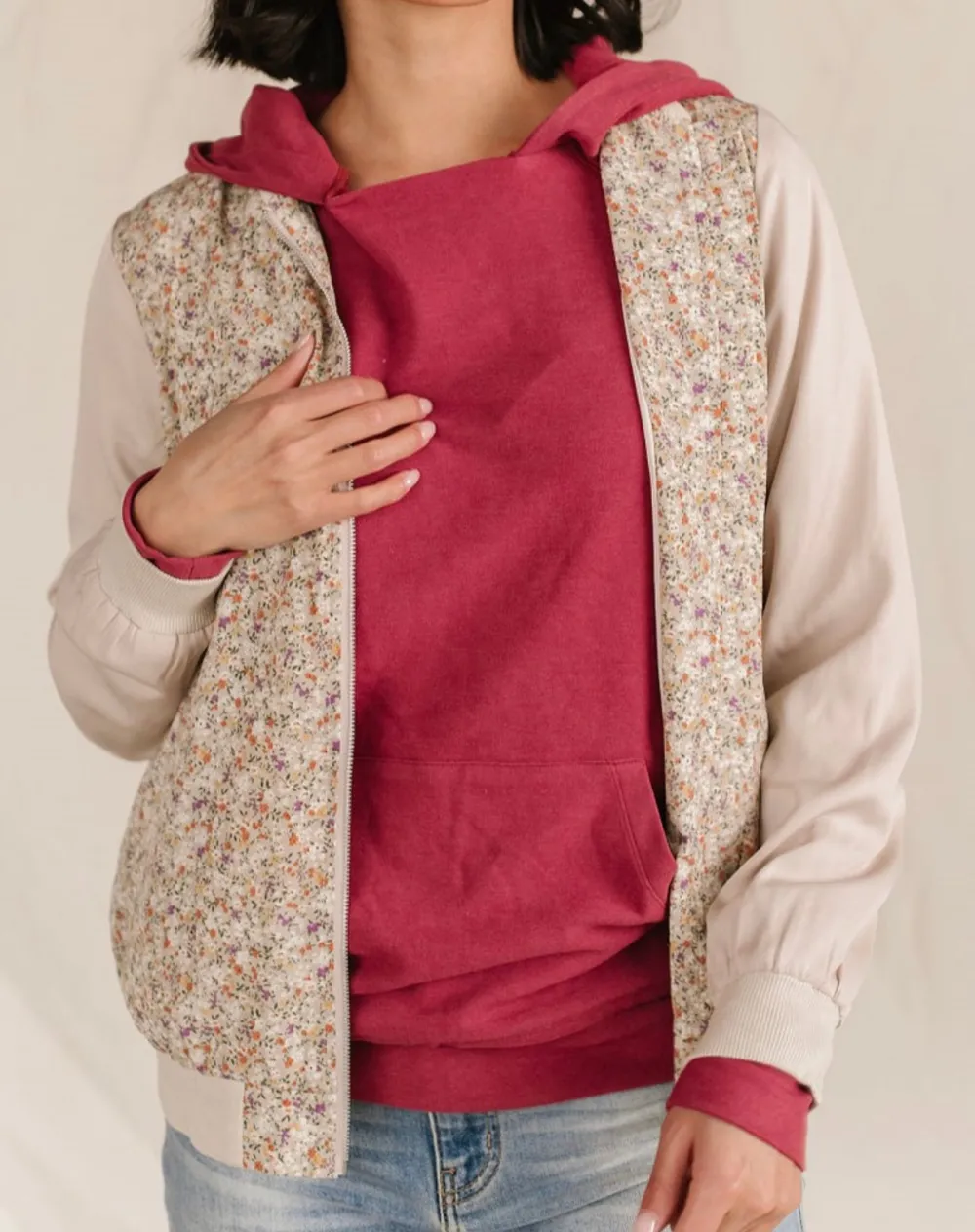 Pastel Petals Floral Bomber Jacket