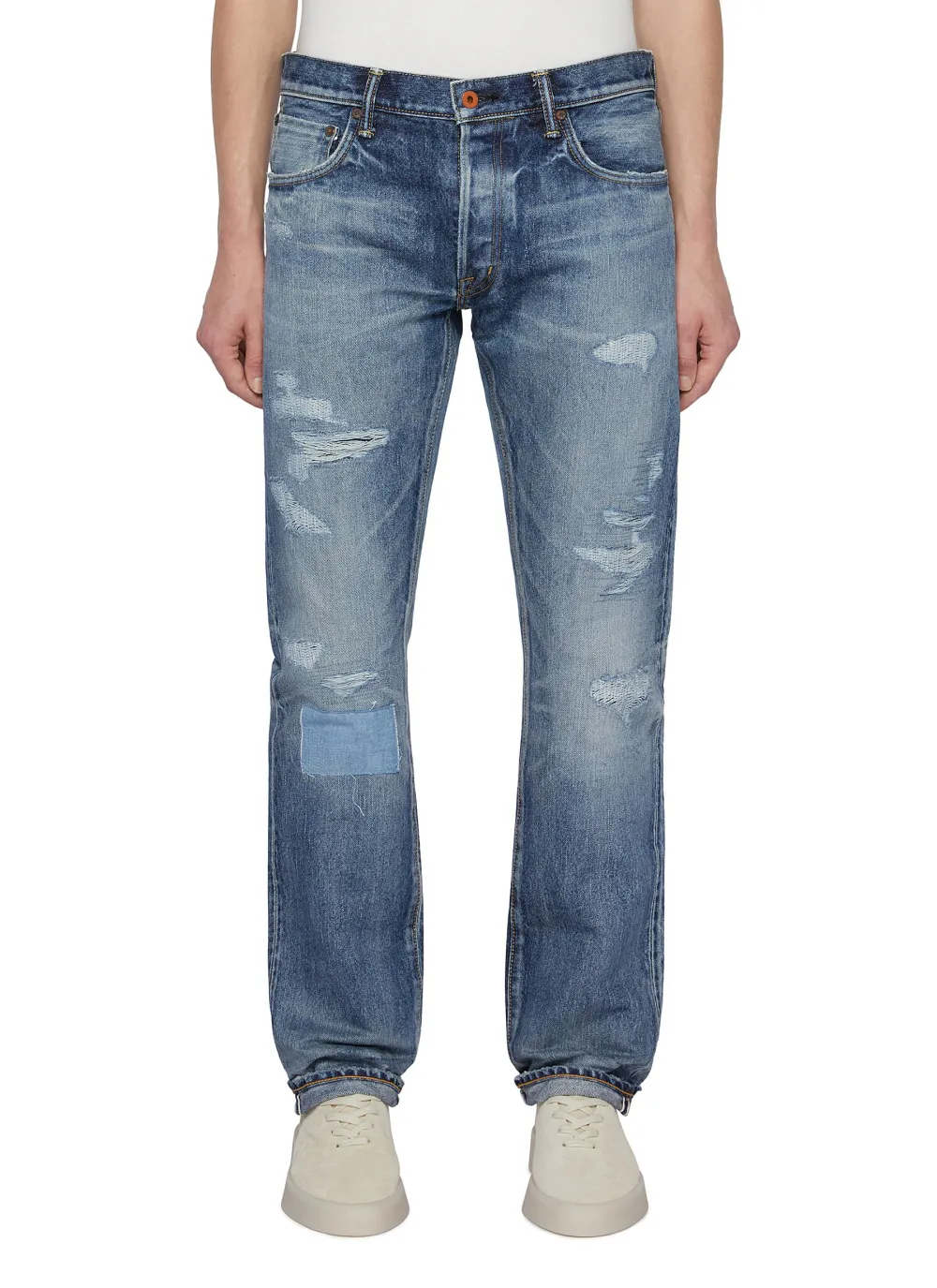 Soft Straight-Cut Daily Light Blue Cottom Jeans