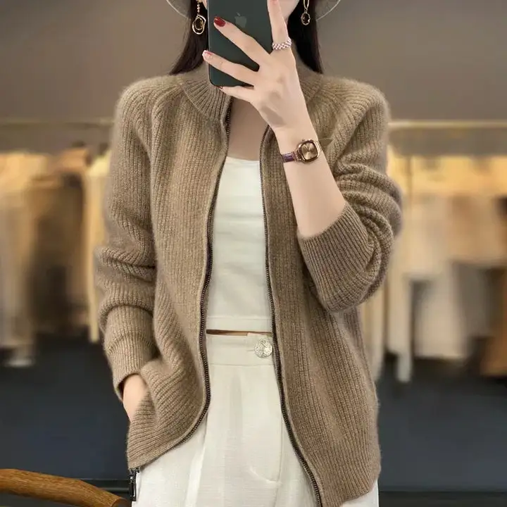 Half Zip Knit Sweater Soft Cozy Zip Up Jumper