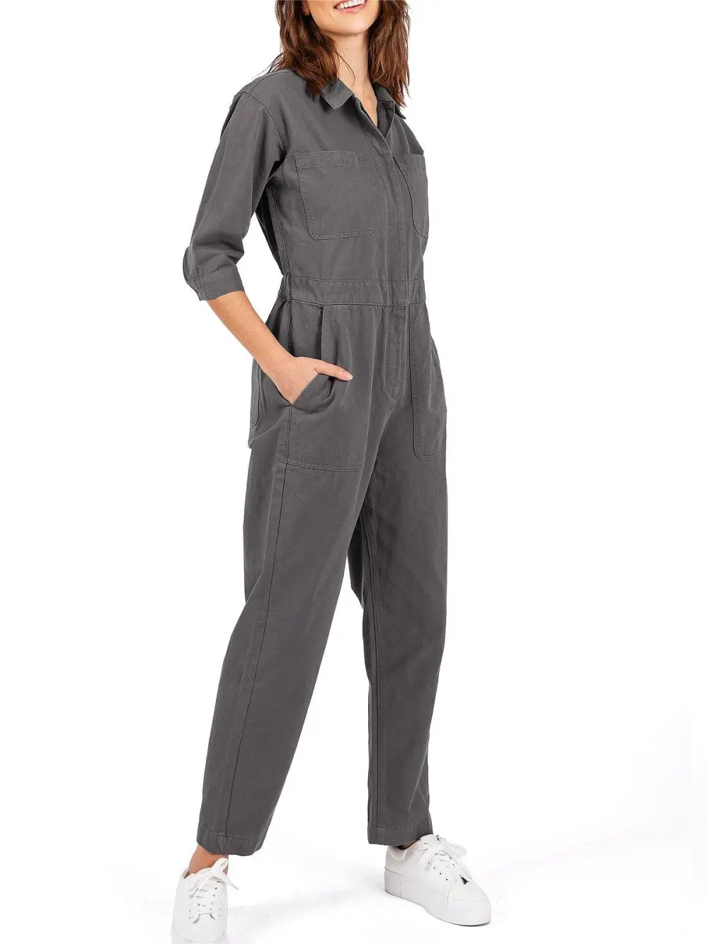 Pocketed Coverall Aviator Jumpsuit