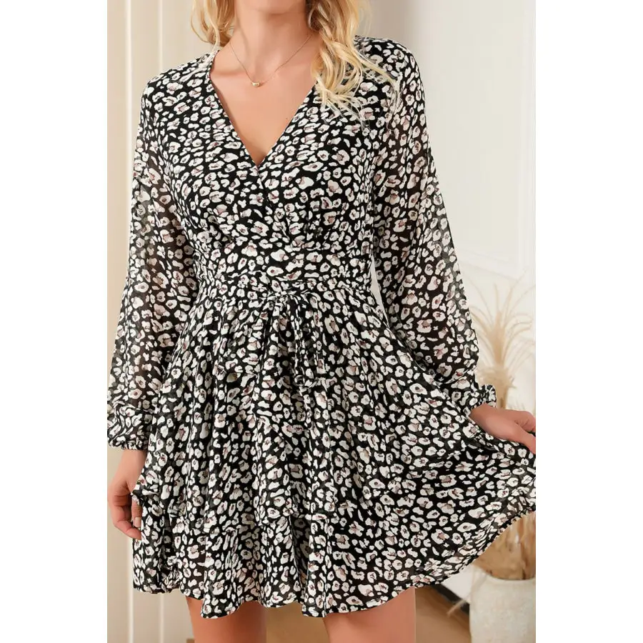 Surplice Long Sleeve Mini Dress
