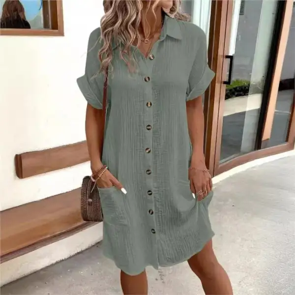  Casual Button Down Shirt Midi Dress