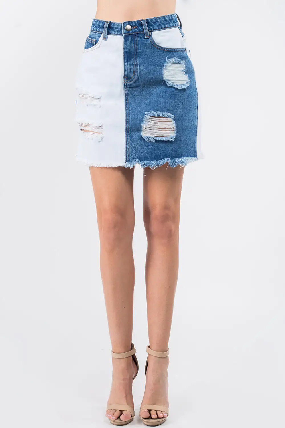 Denim Distressed Skirt
