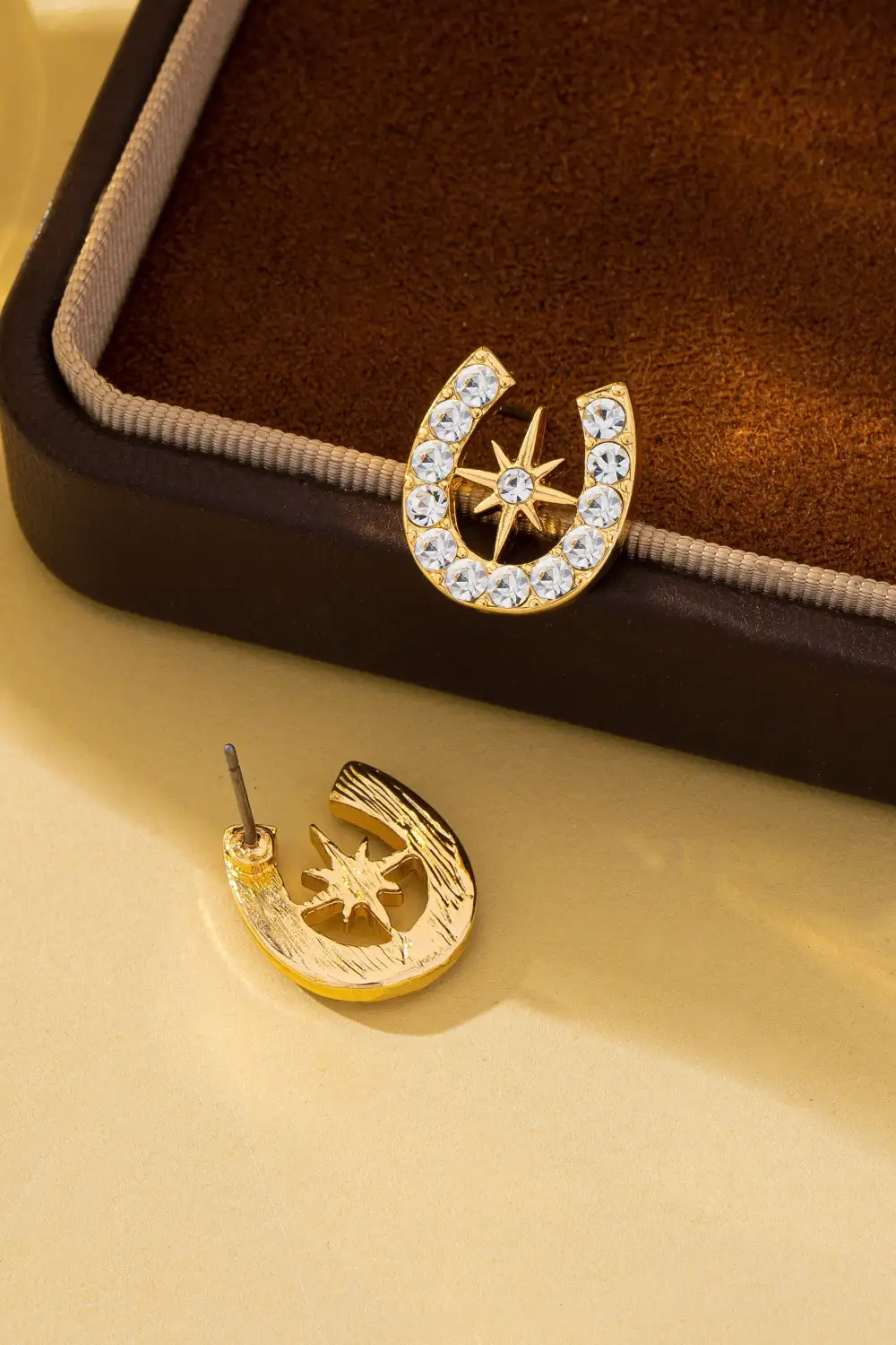 Pave Crystal Horseshoe Star Stud