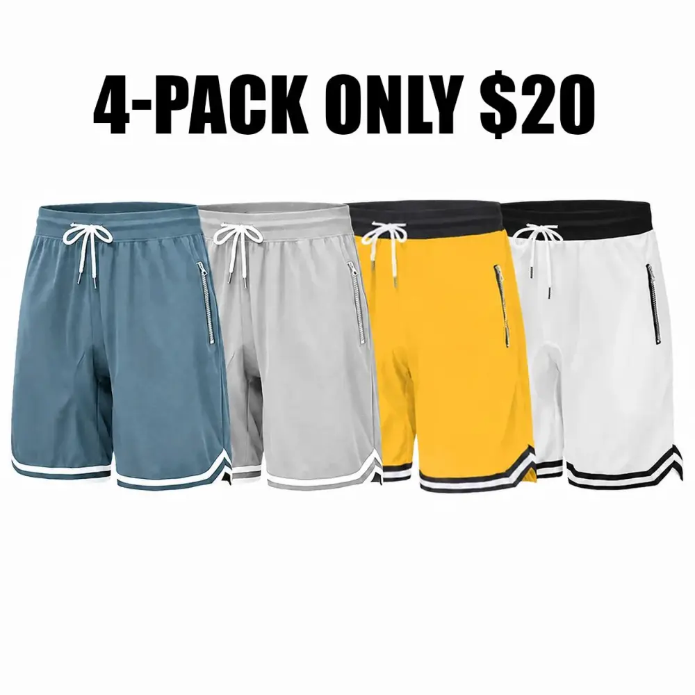 Men’s casual athletic shorts with zippered pockets