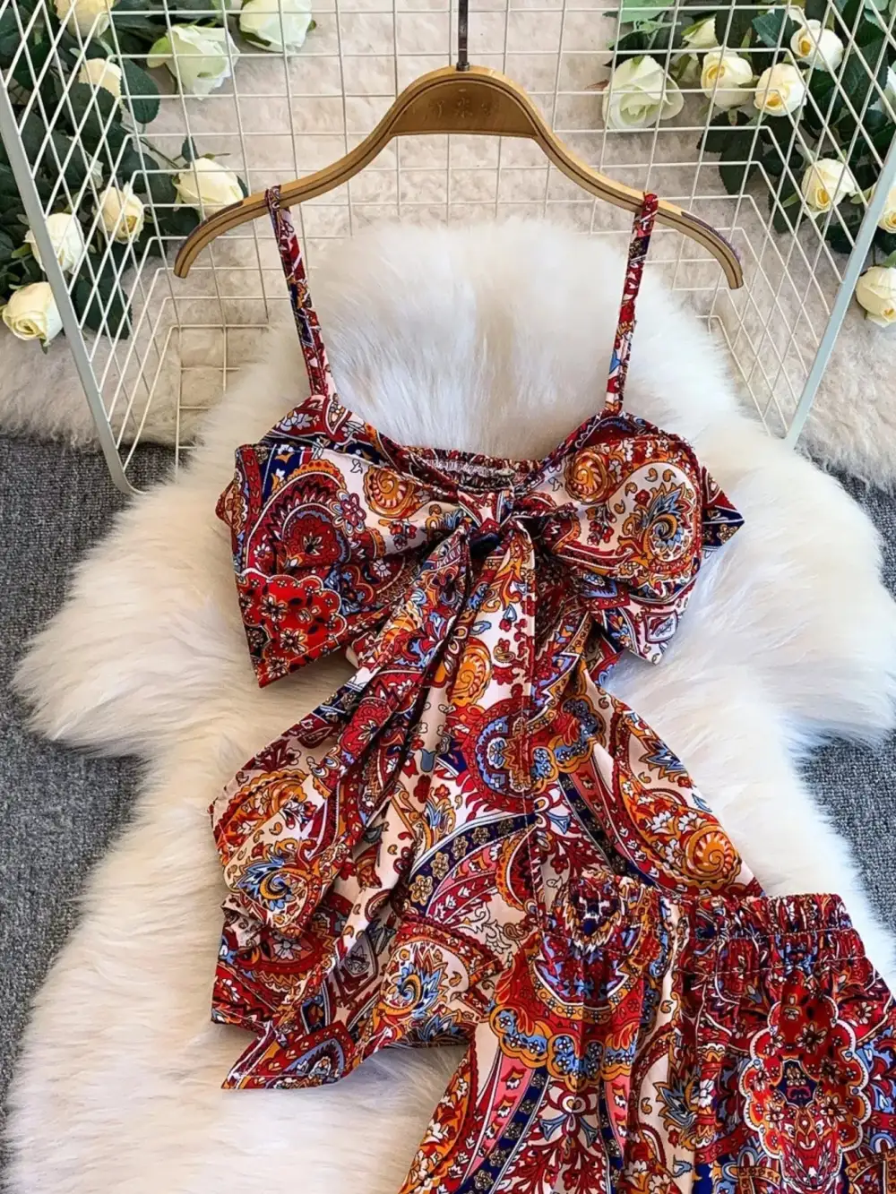 Refined Printed Cami and Wide Leg Pants Set
