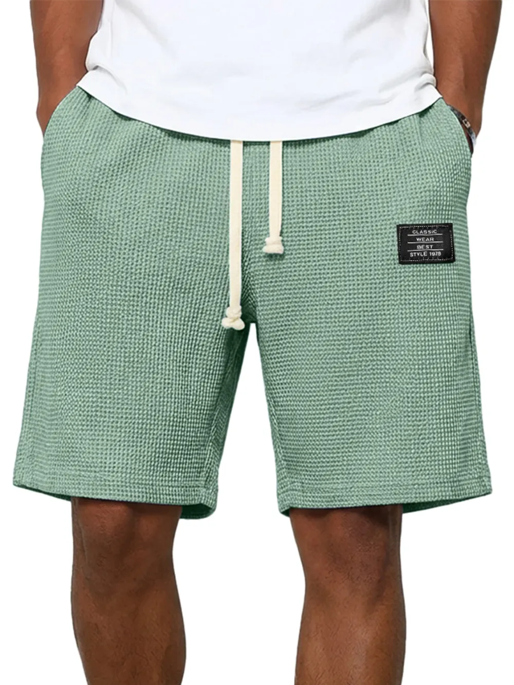 Structured Textured Knit Seamed Detail Shorts