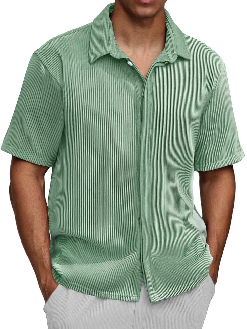 Modern Short Sleeve Button Front Shirt
