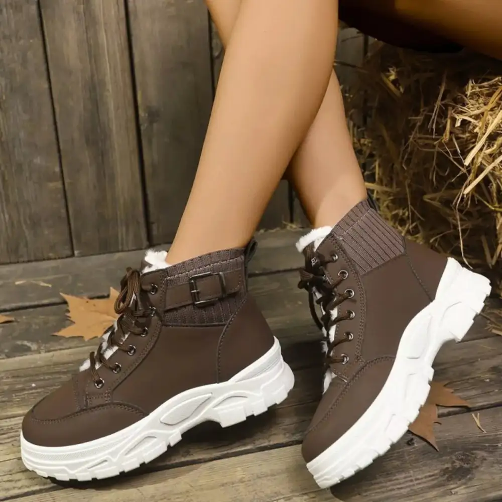 Plush Lining Lace-Up Boots