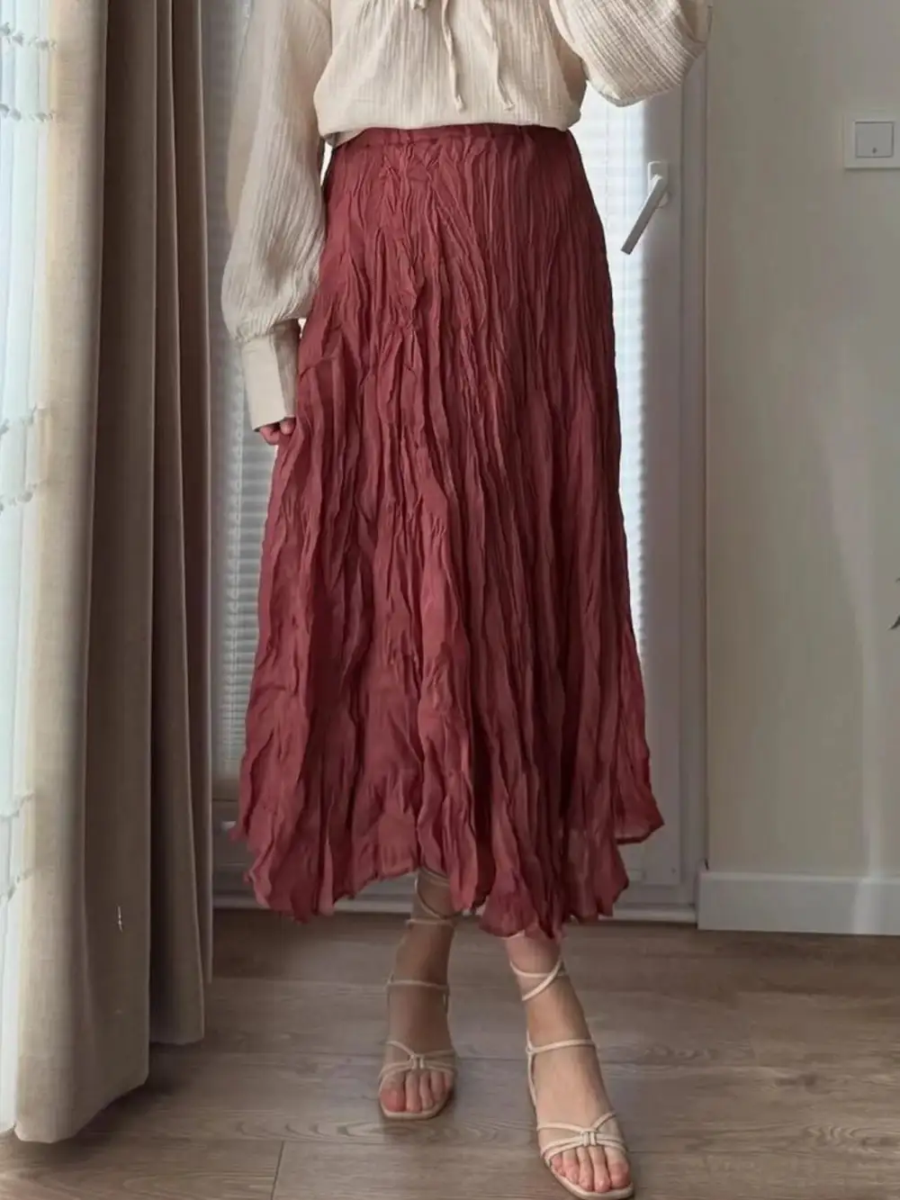 Ruched Elastic Waist Nbsp Skirt
