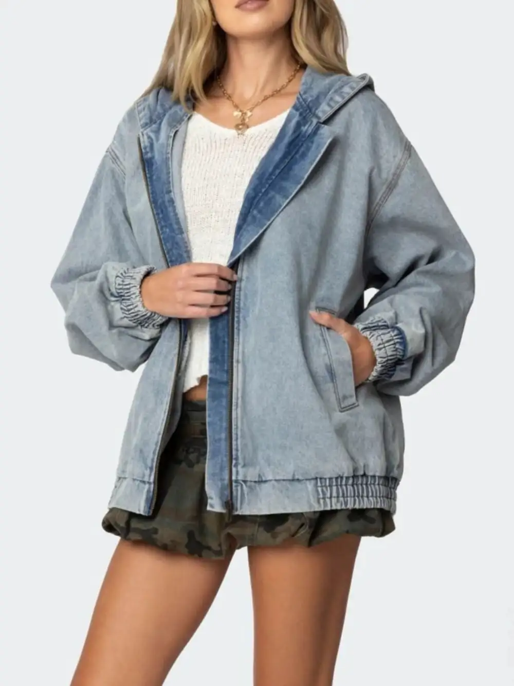 Hooded Oversized Zip Up Jacket