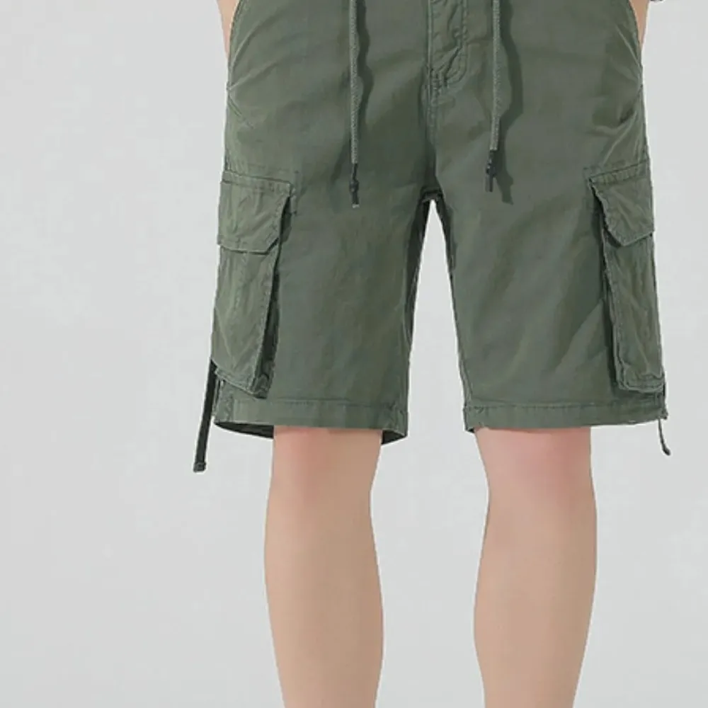 Relaxed Drawstring Pocket Detail Washed Cargo Shorts