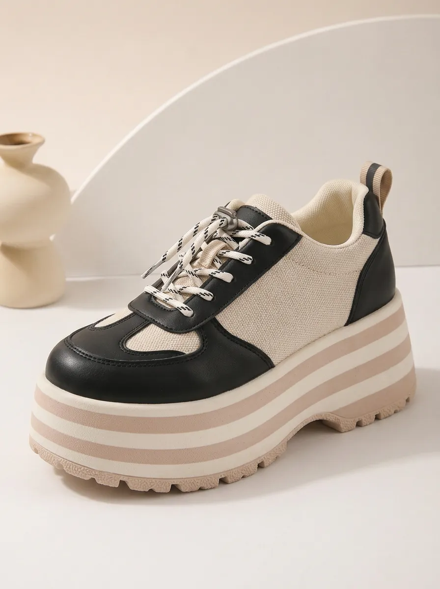 Lace-Up Women's Chunky Platform Shoes
