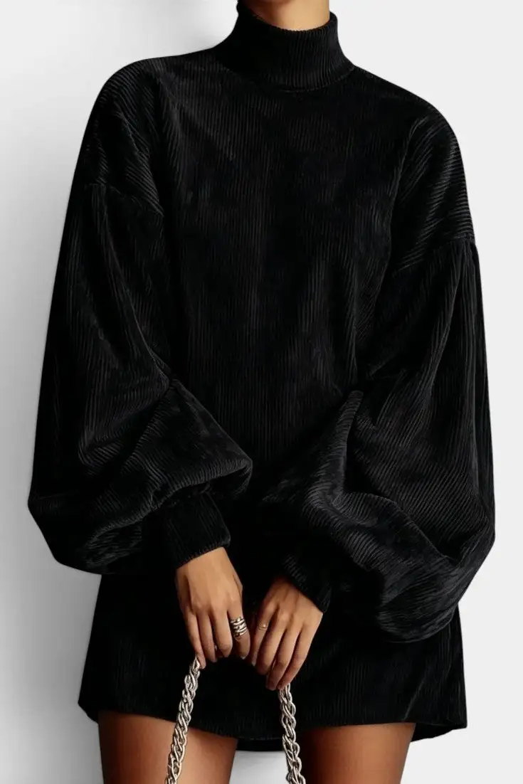 Corduroy-Velvet Mini Dress