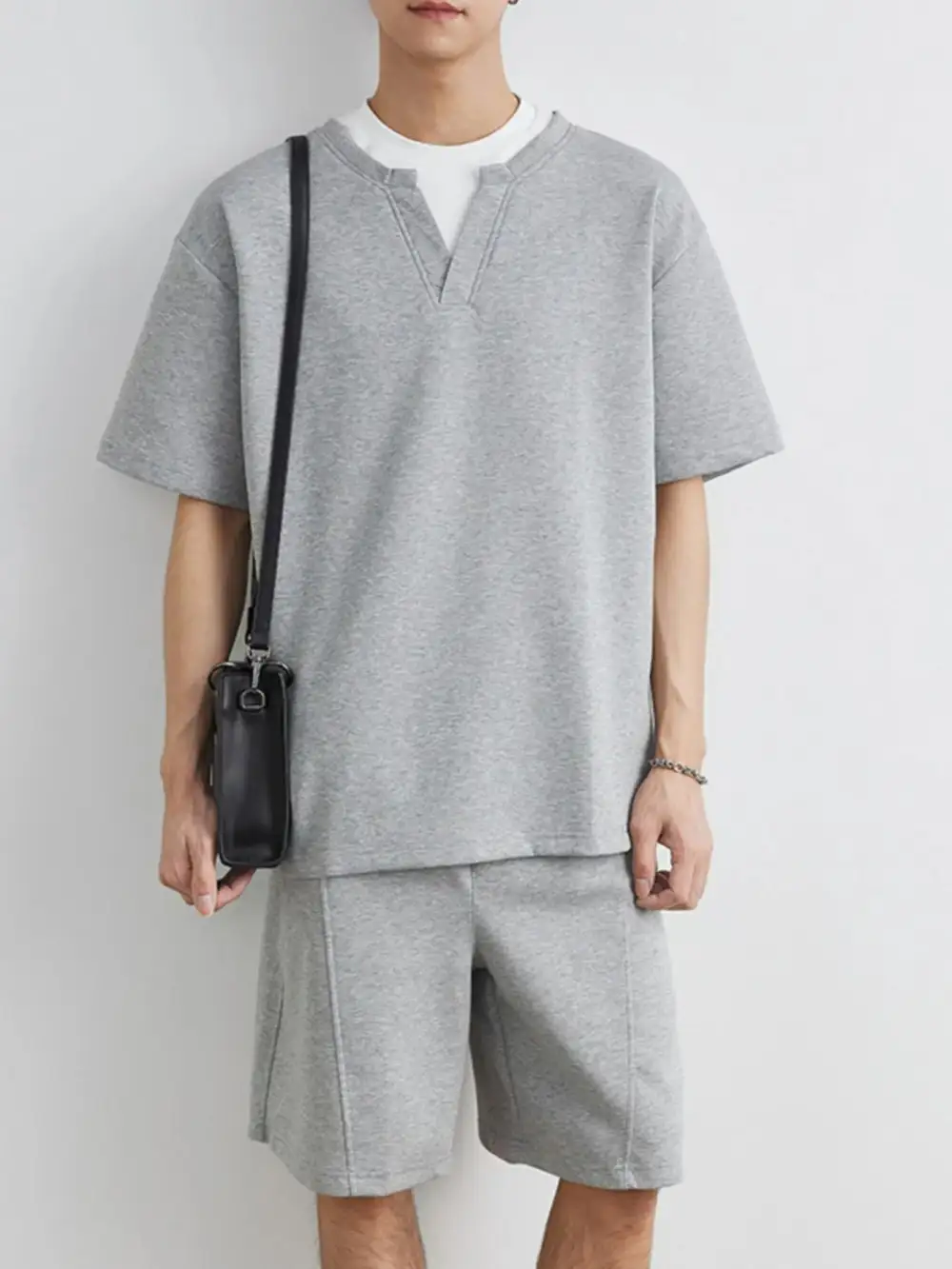 Half Sleeve Coordinated Top And Shorts Set