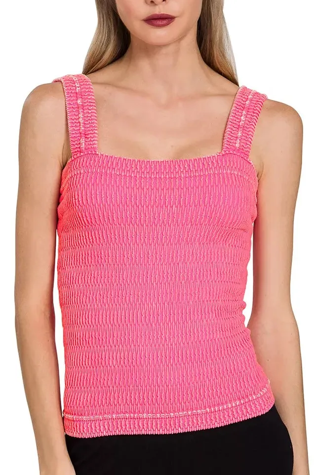 Seamless Ribbed Stone-Washed  Tank Top