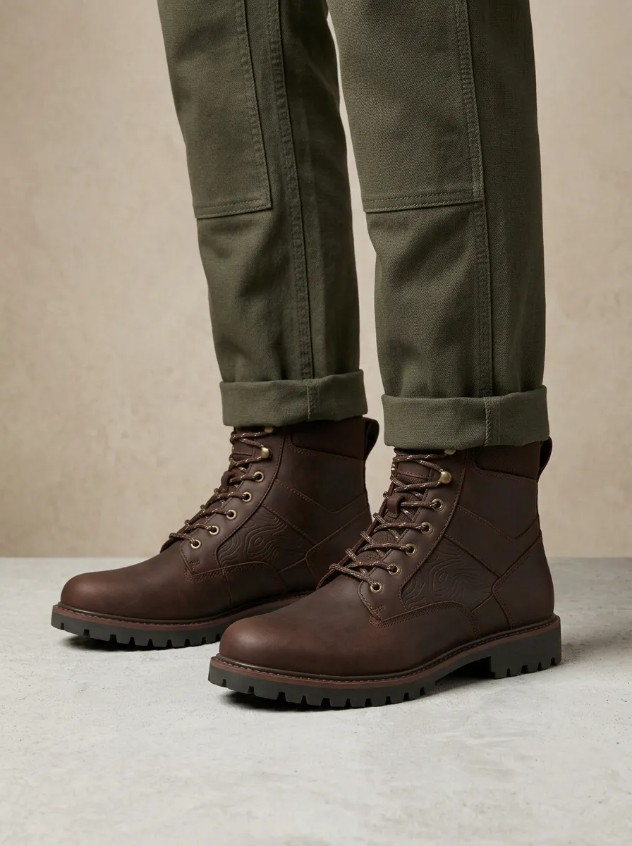 Unisex Casual Outdoor Lover Topographic Map Print Work Boots