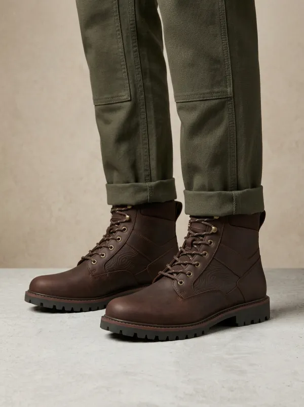 Unisex Casual Outdoor Lover Topographic Map Print Work Boots