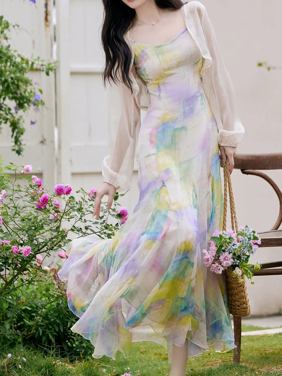 Textured Spaghetti Strap Maxi Dress
