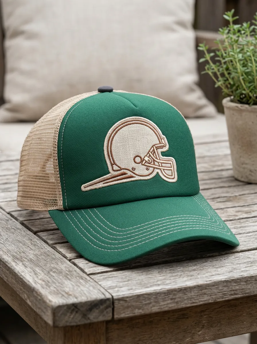 Men's Classic Football Fan Helmet Embroidered Mesh Trucker Cap